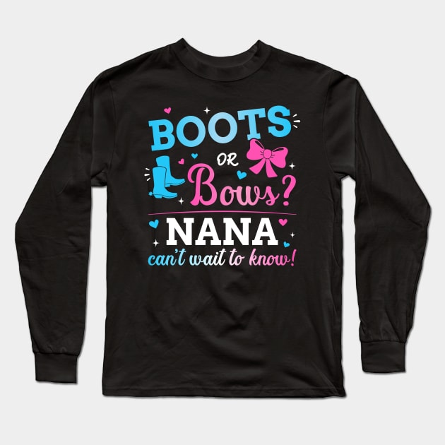 Gender reveal boots or bows nana matching baby party Long Sleeve T-Shirt by Designzz